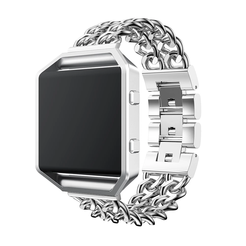 Горячая Замена цепи из нержавеющей стали с металлической рамой для Fitbit Blaze серебро черный розовое золото нержавеющая сталь