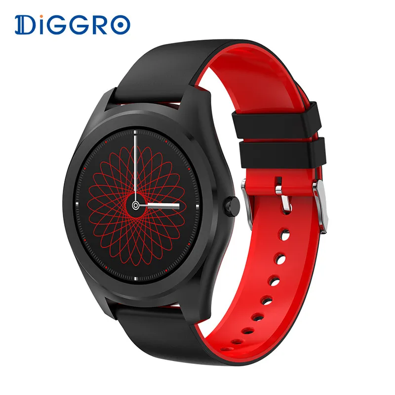 Diggro DI03 Смарт часы MTK2502C IP67 водонепроницаемый монитор сердечного ритма дистанционное управление камера сообщение Push Smartwatch IOS Android - Цвет: black and red