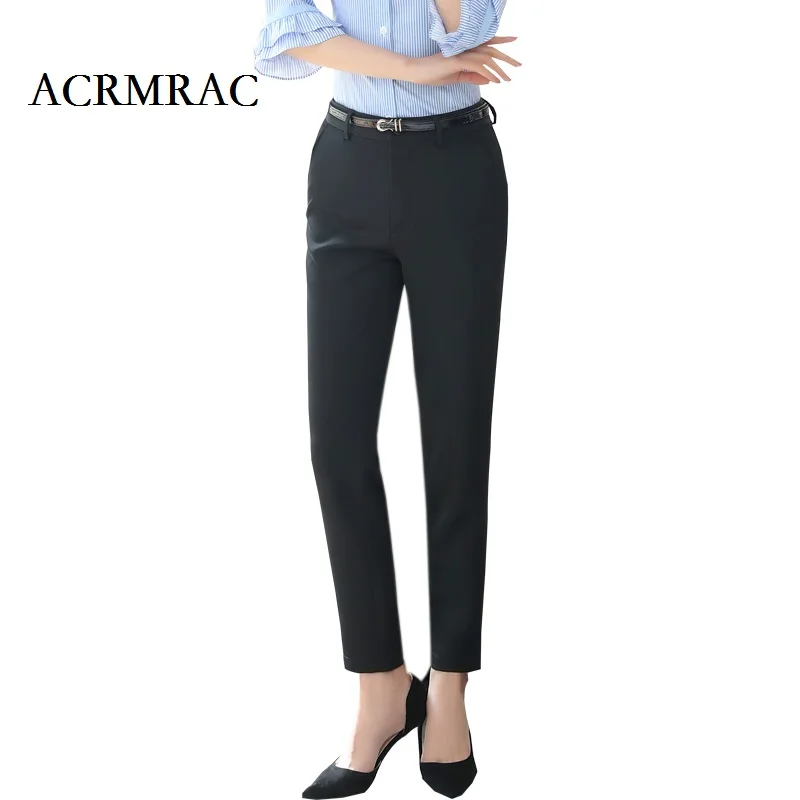 

ACRMRAC Женские Новые однотонные черные узкие брюки для официального костюма узкие брюки до щиколотки