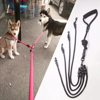 234 way couplers pet walking running dog leash lead 80cm long braided nylon double dog leash rope for 234 dogs