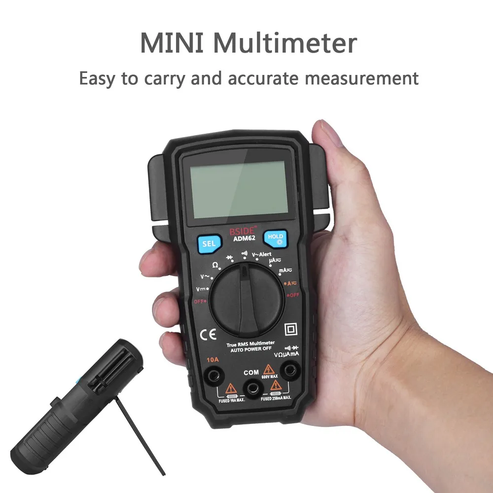Цифровой мультиметр Mini Auto Range DMM TRMS Dual Slot BSIDE ADM62 автомобильный измеритель