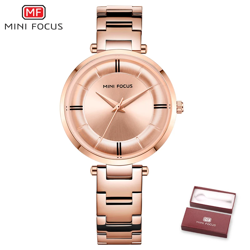 rose gold Мини фокус женские часы водонепроницаемые Роскошные модные женские кварцевые часы розовое золото нержавеющая сталь Relogio Feminino Montre Femme - Цвет: rose gold