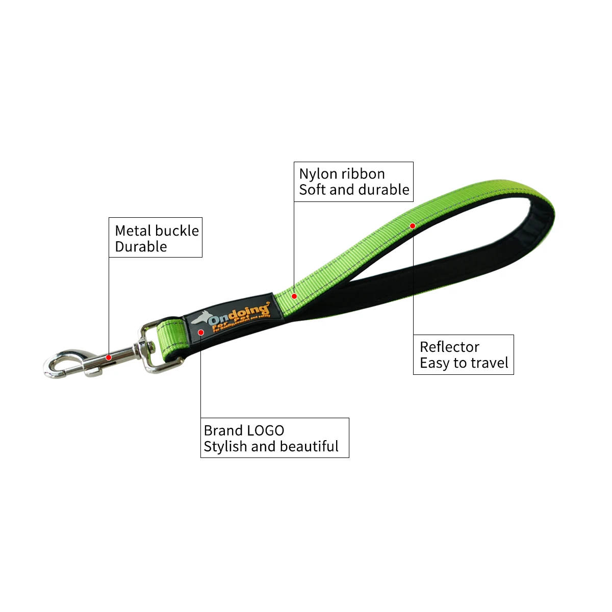 Light Green Нейлоновый короткий поводок 11,8/23,6 дюйма для средних и больших собак-ежедневное использование и профессиональная тренировка - Цвет: Light Green