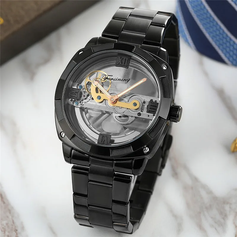 FORSINING мужские часы мост полые военные спортивные автоматические механические