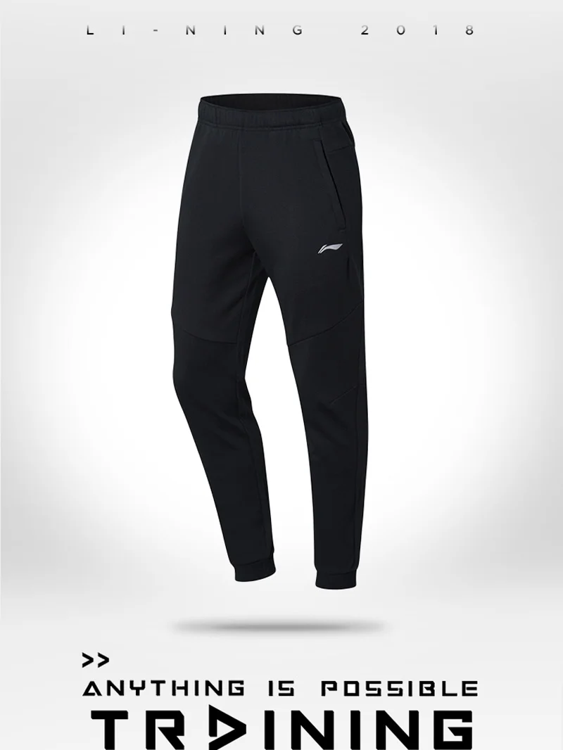Li-Ning, мужские тренировочные спортивные штаны, флисовые, теплые, хлопковые, обычные, с карманами, с подкладкой, спортивные штаны AKLN859 MKY423