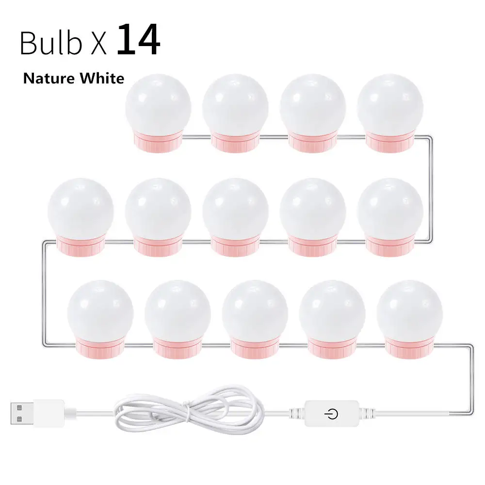 14 Bulbs 20W CanLing макияж настенное зеркало с подсветкой Led 12 В голливудское косметическое зеркало 10 14 лампочек комплект туалетный столик с регулируемой яркостью ванная комната Косметическая лампа - Цвет абажура: 14 Bulbs 20W