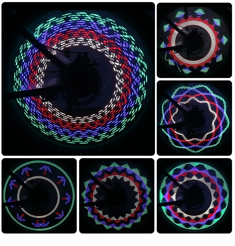Deemount Велосипедное колесо светильник 32 RGB светодиоды спицы сигнальная лампа Предупреждение Фонари 32 узоры на/off переключатель датчика движения