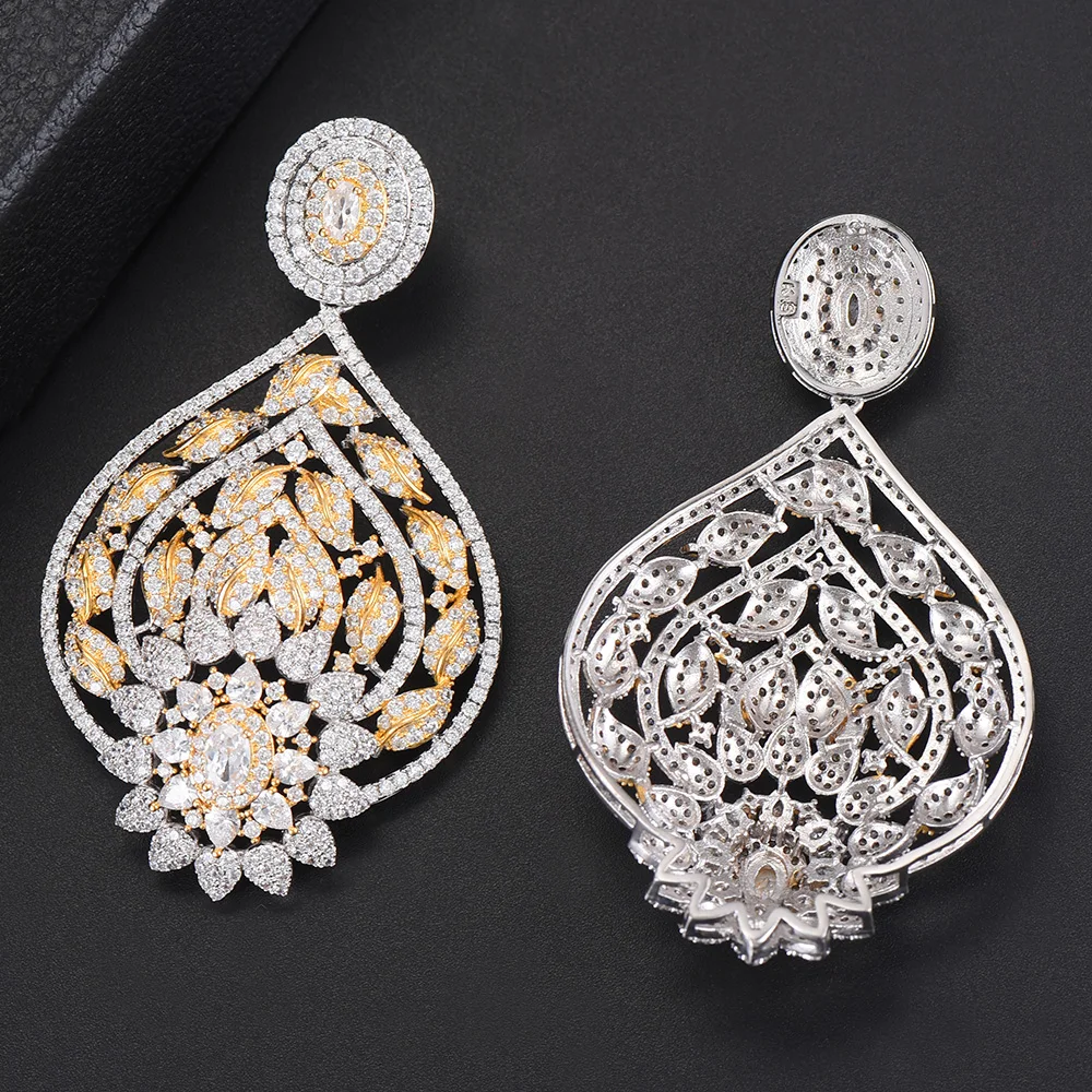 missvikki Big Drop Crystal Wedding Earrings for Women Gold Bridal Pendantes Boucle D'oreille Party Jewelry Wholesale | Украшения и