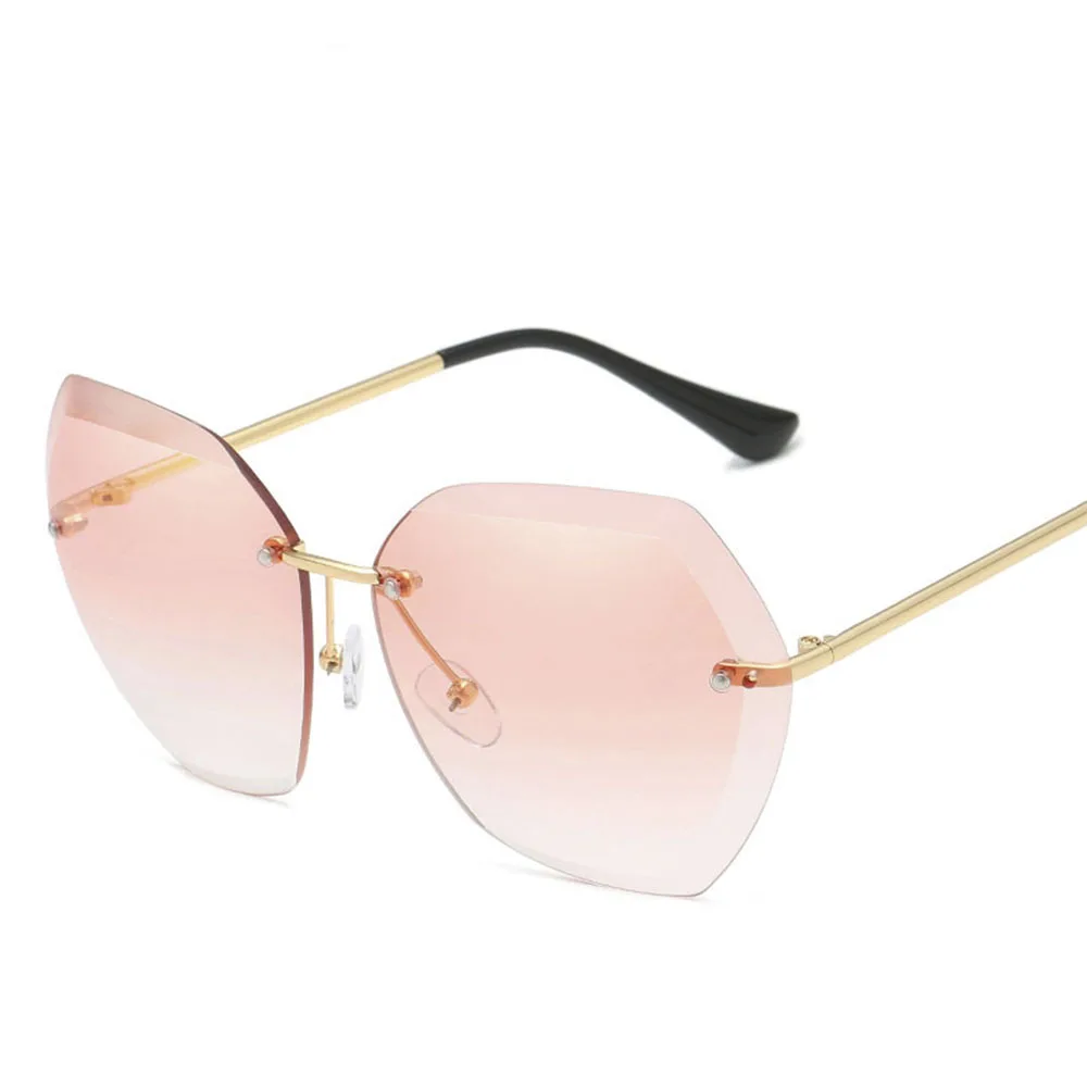 Женские круглые солнцезащитные очки большие градиентные режущие линзы розовые