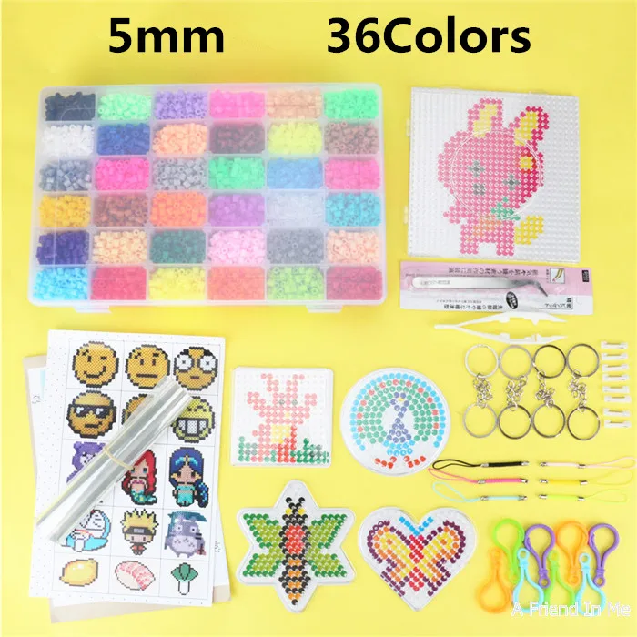 5 мм 36 цветов 10000 шт Хама бисер набор игрушек DIY 3D Мини Perler бисер шаблон обучающие игрушки для детей доски