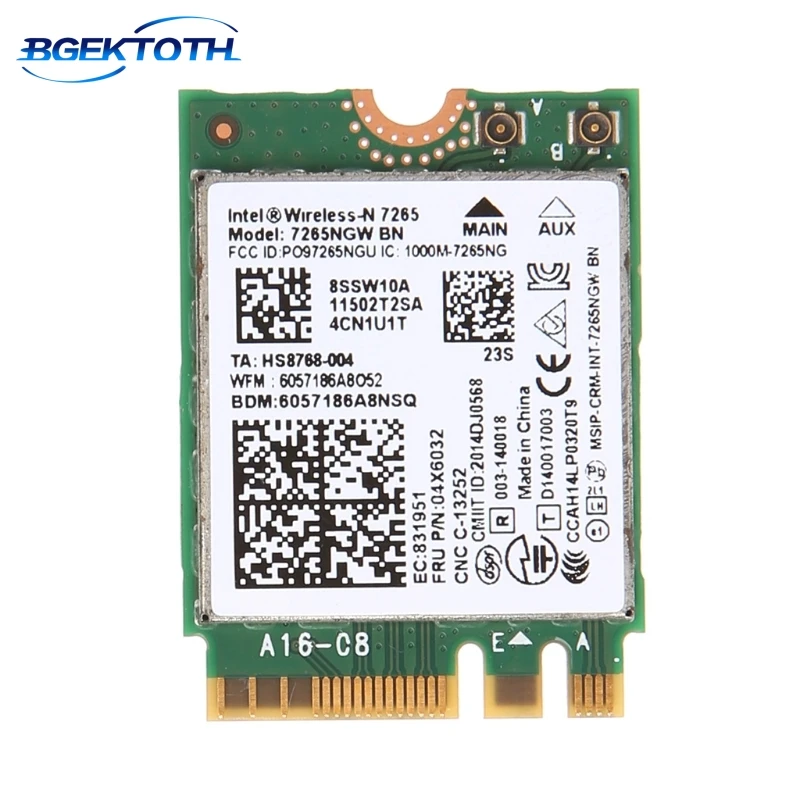 Для Intel Wireless-N 7265 7265NGW BN Dual Band 2x2 Wi-Fi Bluetooth 4,0 Wi-Fi карта APR-19