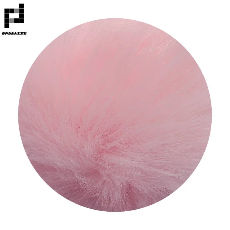 Pink BASEHOME брелок помпон из искусственного меха кролика брелок пушистые брелки брелок помпон брелок(Серебряная цветная цепочка - Цвет: Pink