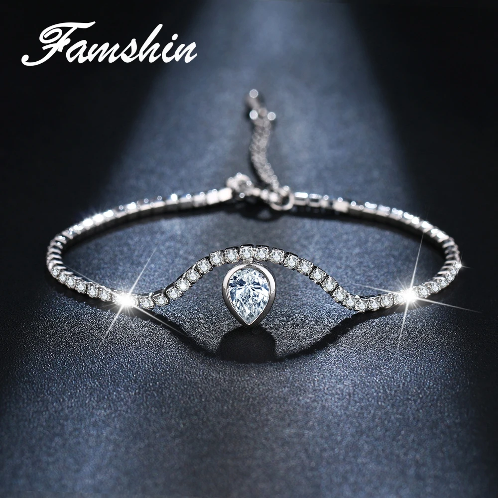 FAMSHIN модные капли воды кубического циркония Бесконечность Браслеты для женщин