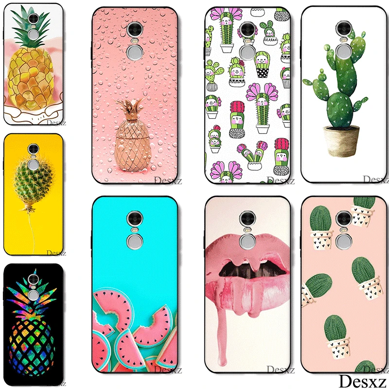 Силиконовый Модный милый чехол с рисунком кактуса ананаса для Redmi Note 4 4X 5 6 Pro 5A Prime