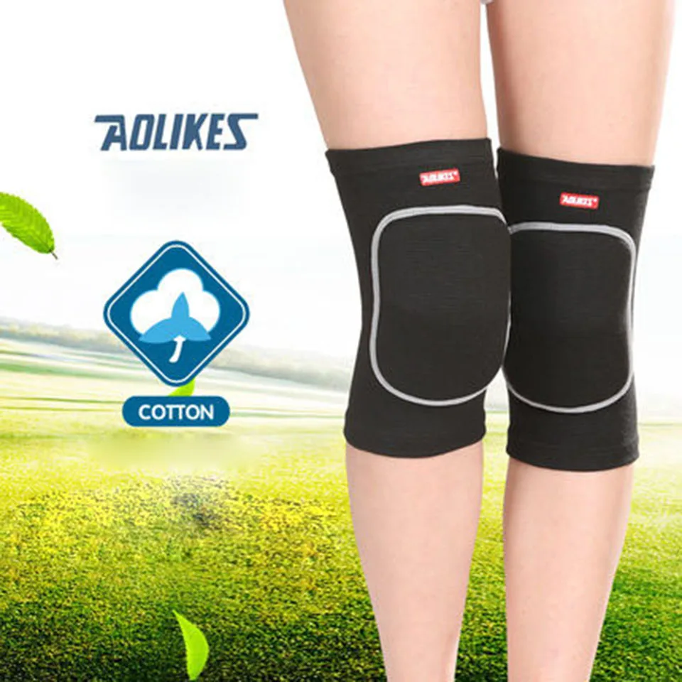 Black AOLIKES 1 пара наколенники для волейбола танцевальный футбол скейт наколенники защита спортивной безопасности наколенники для тренировок наколенники - Цвет: Black