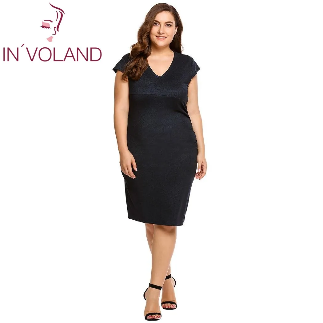 IN'VOLAND женское облегающее платье карандаш большого размера с рукавом крылышком