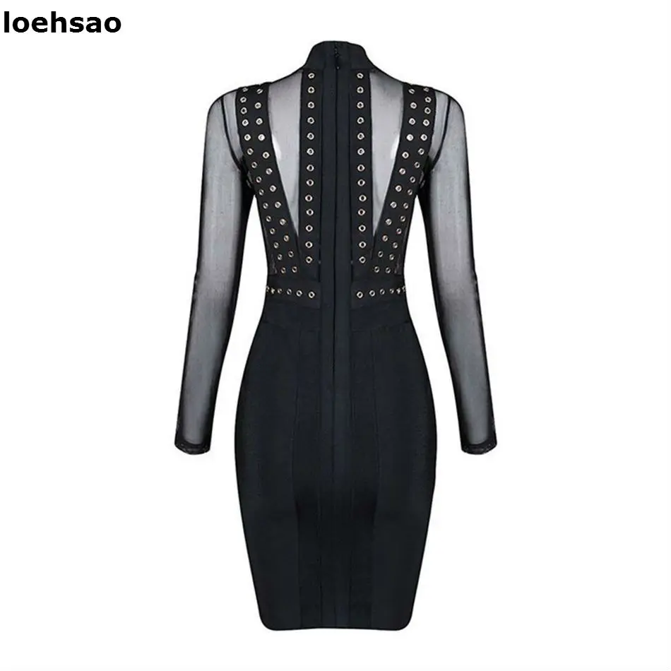 Elegant khaki black blue women bandage dress sequined stand celebrity evening club party bodycon dresses autumn vestidos | Женская
