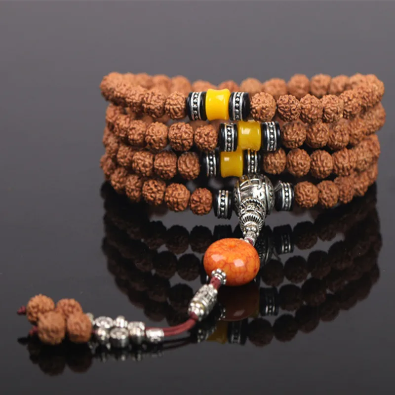 Sennier 108 изысканные браслеты из бисера Сделай Сам натуральные бусины Rudraksha Будда