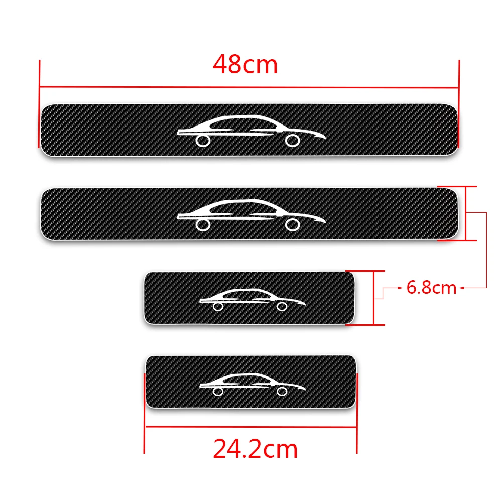 4PCS For Universal Car Model Door Sill Scuff Plate Decal Sticker Carbon Fiber Vinyl Threshold Styling | Автомобили и мотоциклы