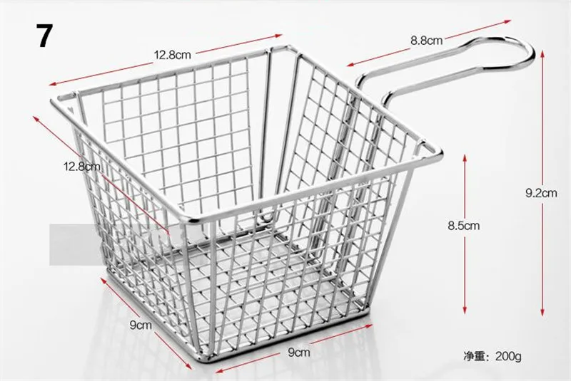 304 корзина для жарки картофеля фри из нержавеющей стали кухонный инструмент дуршлаг сетчатая Корзина Сетчатый Фильтр чипы шеф-повара промывка паром деформация - Цвет: 7