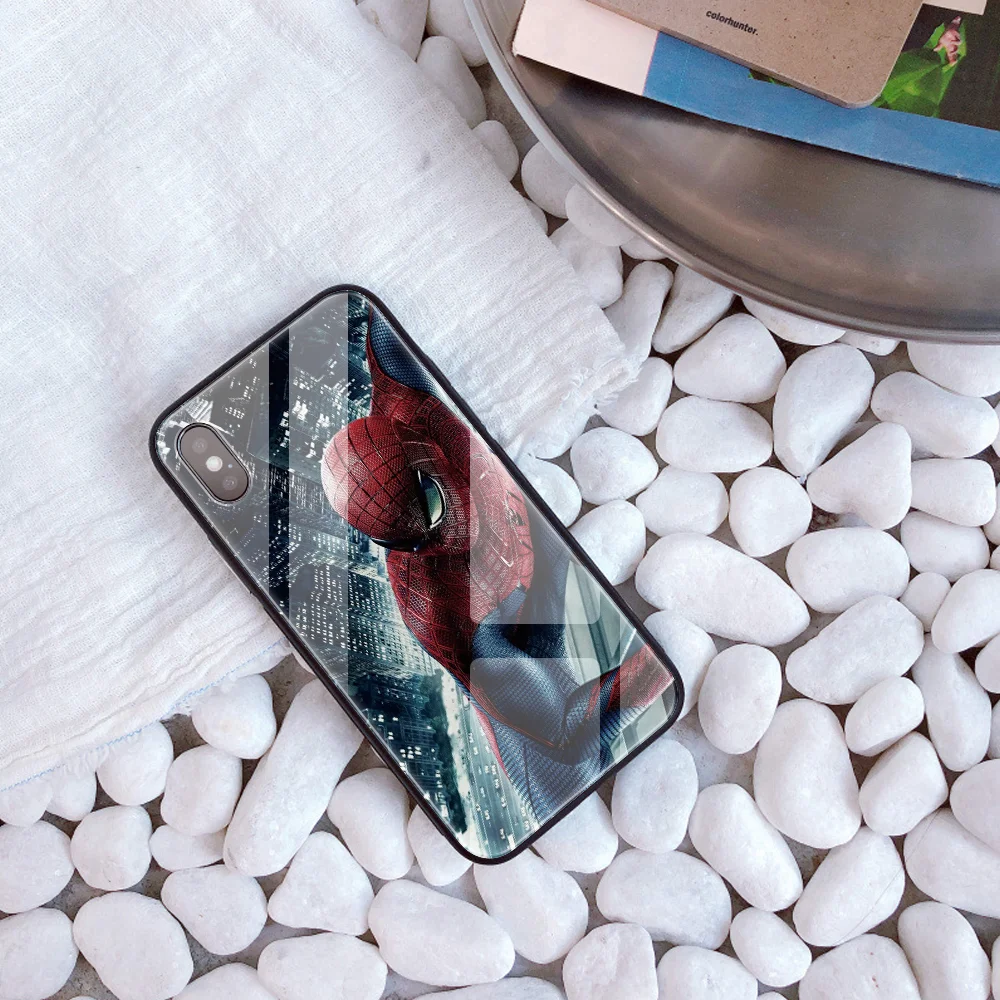 20251 DIY заказной закаленное стекло Супермен телефон чехол для iPhone 7 8 6s 6 Plus X XR XS 11 Pro MAX Бэтмен человек паук чехол для телефона capa - Цвет: 20251