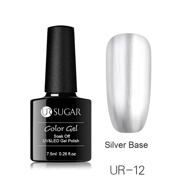 Silver Base Ur Sugar 7,5 мл зеркальный титановый красный гель зеркальный лак для ногтей металлический цвет замачиваемый УФ-гель лак Серебряная основа необходимое для дизайна ногтей Lacuqe - Цвет: Silver Base