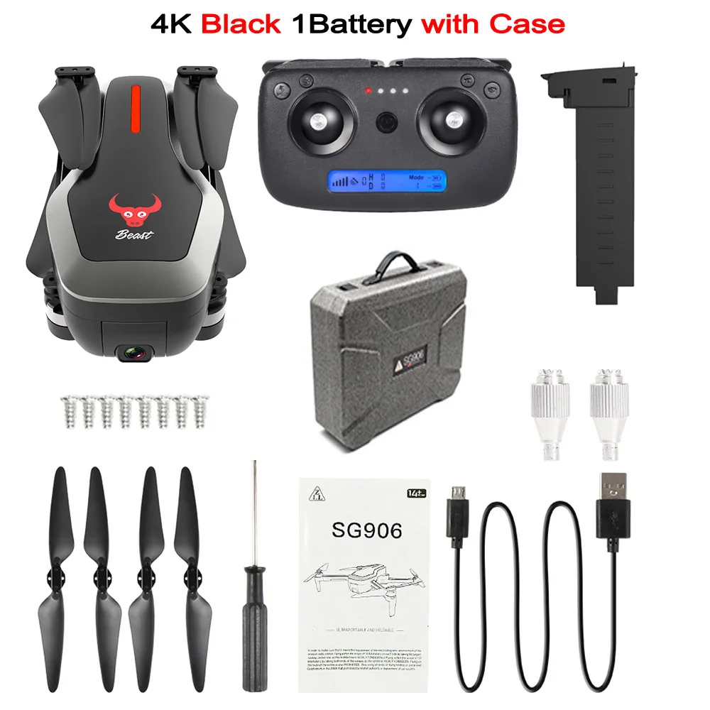 4K 1BAT Case B SG906 Mini Дрон GPS 5G WI-FI FPV Радиоуправляемый Дрон 4 K бесщеточный селфи Дроны с камерой HD Радиоуправляемый квадрокоптер складной Дрон VS зрительно XS809HW - Цвет: 4K 1BAT Case B