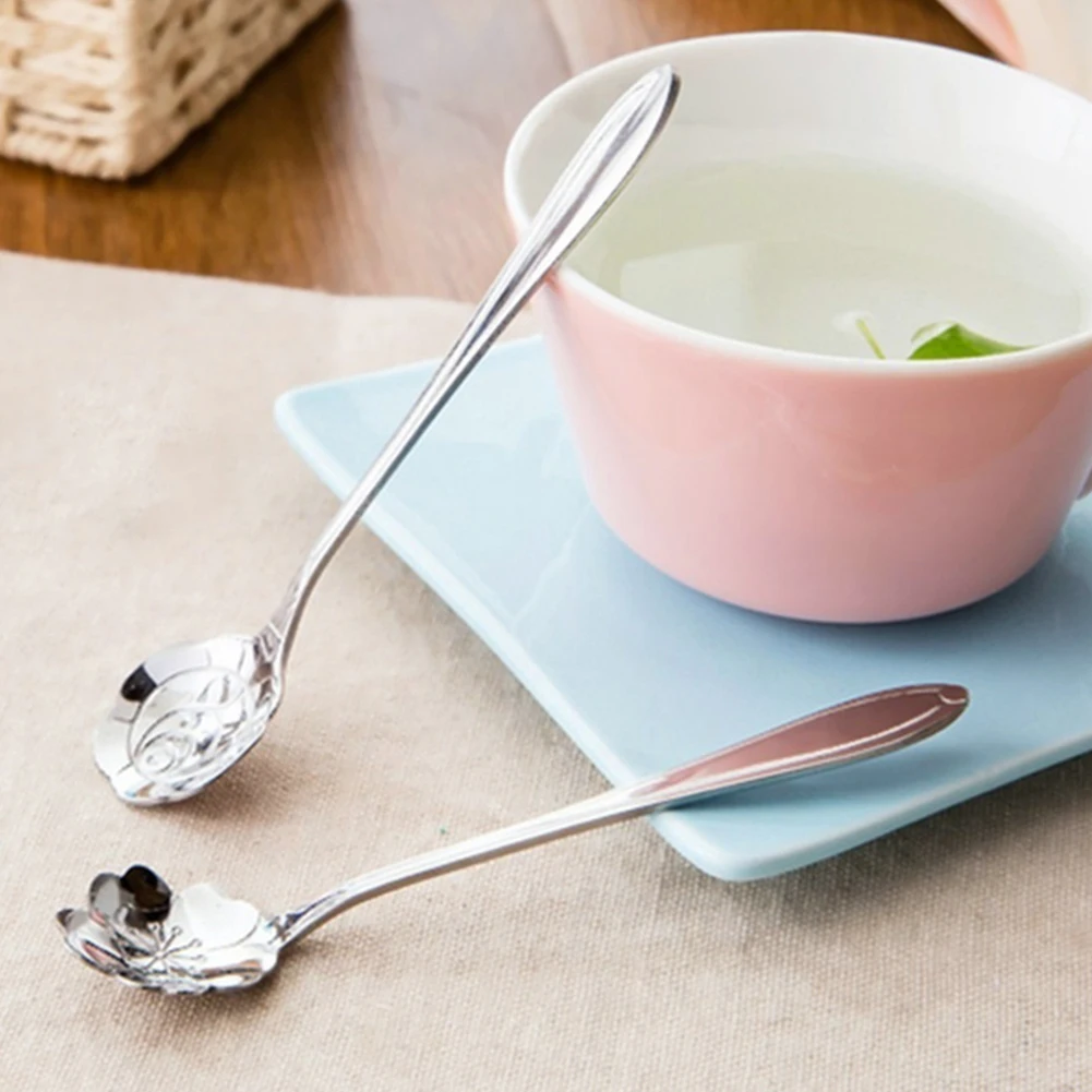 5 шт. креативные ложки из нержавеющей стали в форме цветов для кофе чая молока