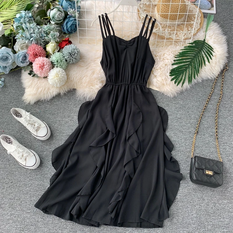 ALPHALMODA новинка 2019 однотонное пляжное платье для пляжа тонкая талия гофрированная