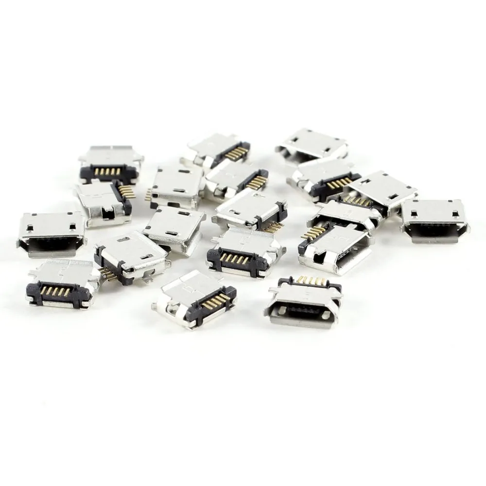 Гнездовой порт Micro USB Тип B 5 контактный 180 градусов SMD SMT пайка монтаж печатной