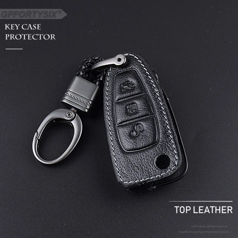 Кожаный чехол GPFORTYSIX с кольцом для автомобильных ключей Обложка Ford Focus 3 Ecosport Kuga