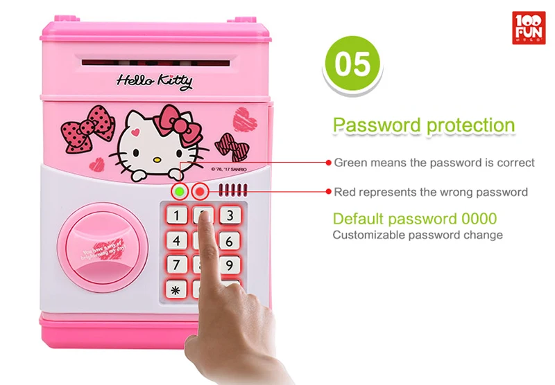 100FUN hello kitty электронная копилка мини Банкомат депозит коробка пароль копилка для детей Детские игрушки