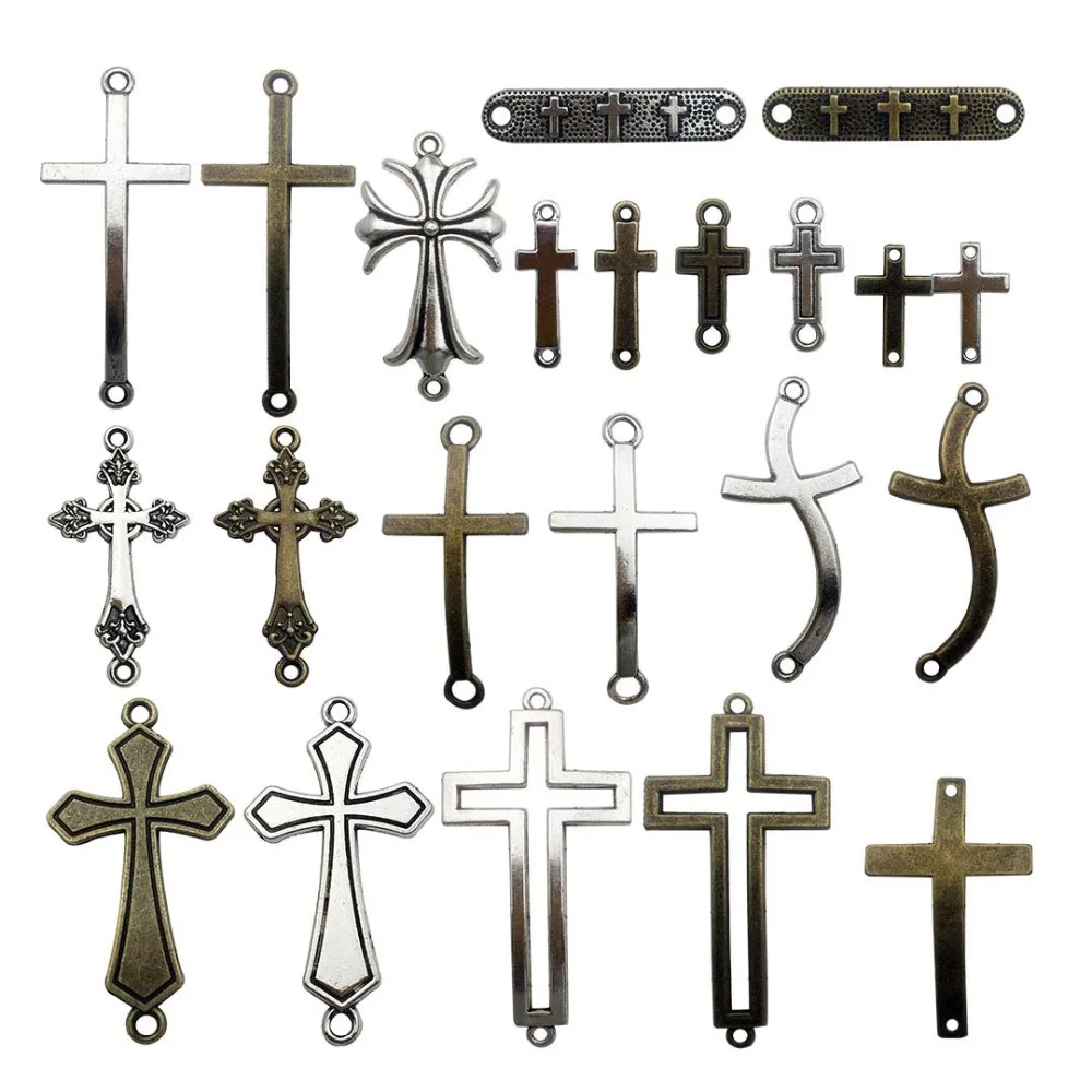 Винтажные подвески из цинкового сплава с крестом смешанные кулоны для рукоделия
