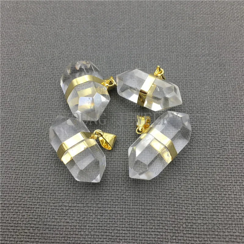 MY0044 Прозрачный кристаллический кварц Nugget Маленькая подвеска с двойным концом