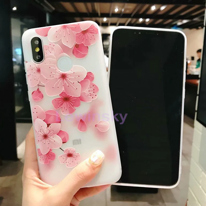3d Рельефный цветочный силиконовый чехол для телефона Xiaomi Mi 9 8 A2 6X S2 чехлы с