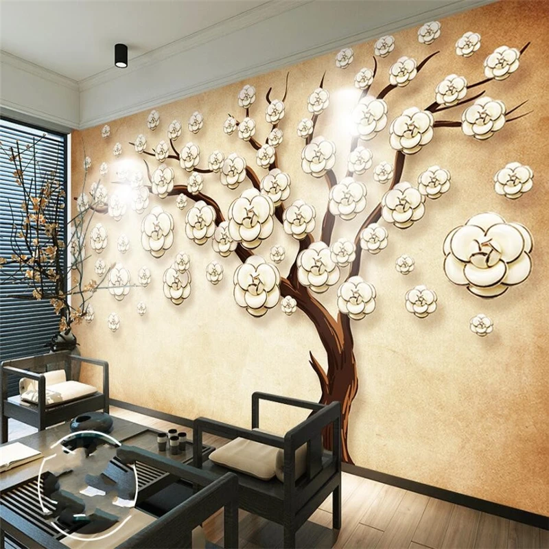 Wellyu индивидуальные большие Настенные обои 3D стерео рельефные цветы счастливое