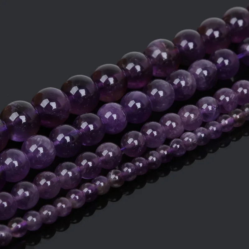 NiceBeads 4 6 8 10 мм фиолетовые бусины из натурального камня незакрепленные сделай сам
