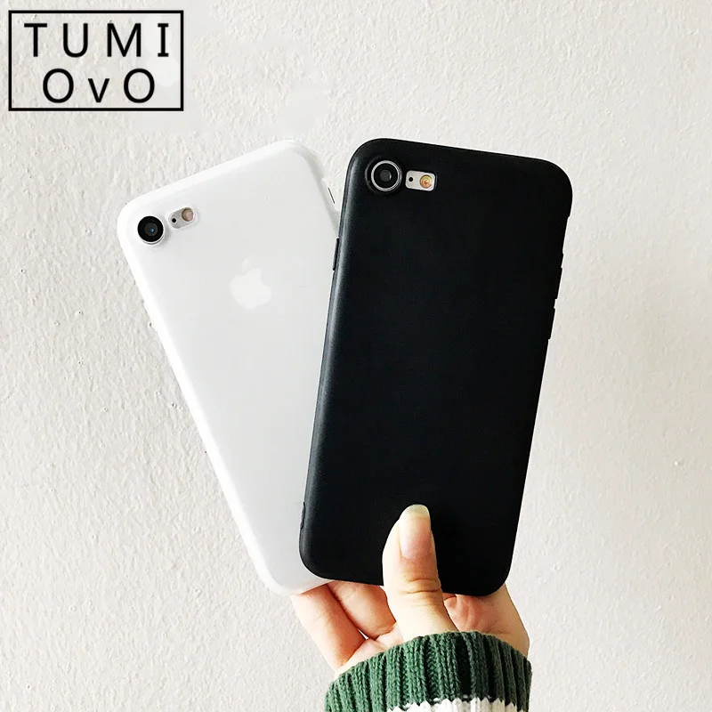 Силиконовый ТПУ чехол для телефона iPhone 6S Матовый однотонный X Xr Xs Max 7 8 Plus Мягкий