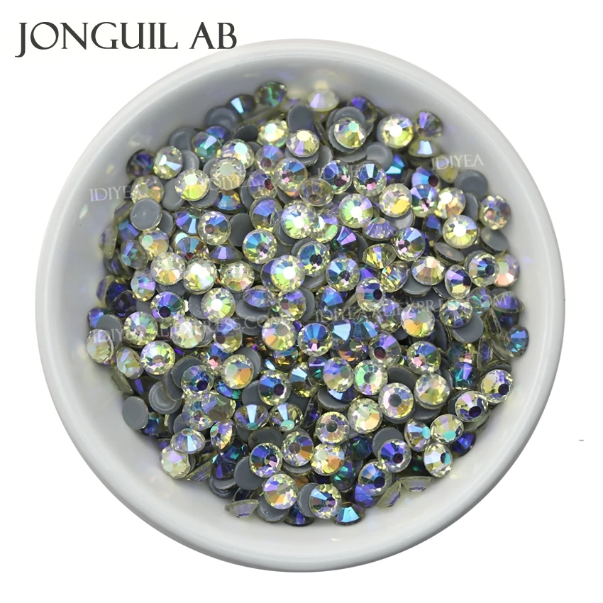 Стеклянные стразы Jonguil AB с горячей фиксацией блестящие плоской спинкой