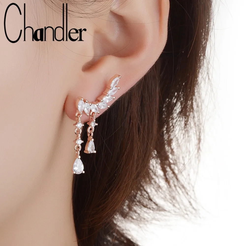 Серьги-каффы Chandler в стиле бохо с кристаллами камнями для пирсинга ED476 свисающие