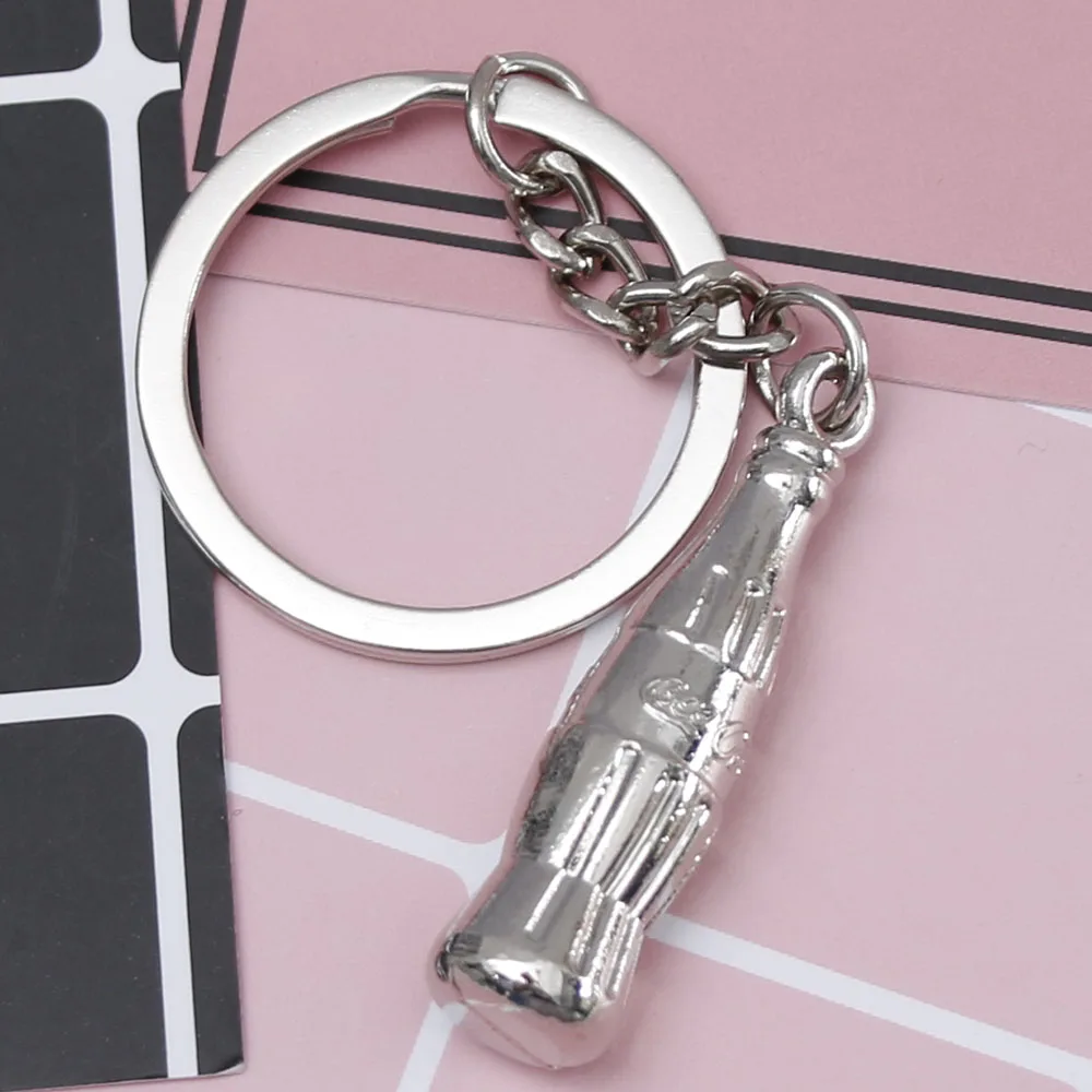 

ISKYBOB High Simulation Coke Bottle Keychain Mini Cola Zinc Alloy Metal Silver Plated Key Holder Car Bag Accessories