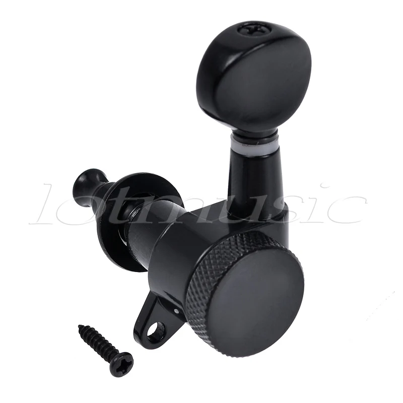 Guitar Locking Tuners Tuning Pegs Keys Machine Heads for Electric Acoustic Parts 6L Inline Black images - 6