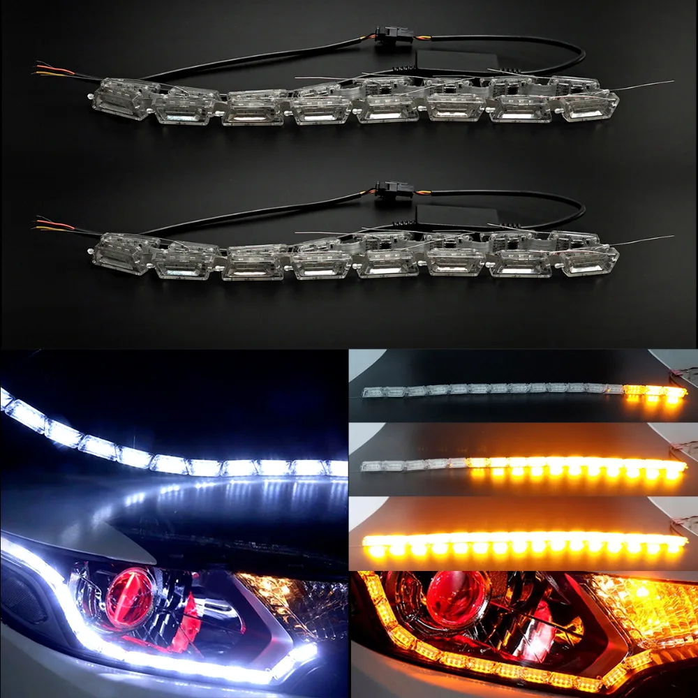 2x тележка на колесах гибкий белый/янтарный горки светодиодный Knight Rider полосы