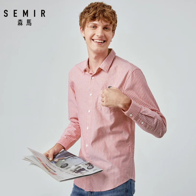 SEMIR 2019 Осенняя рубашка для мужчин новый Тонкий вертикальные полоски Повседневная