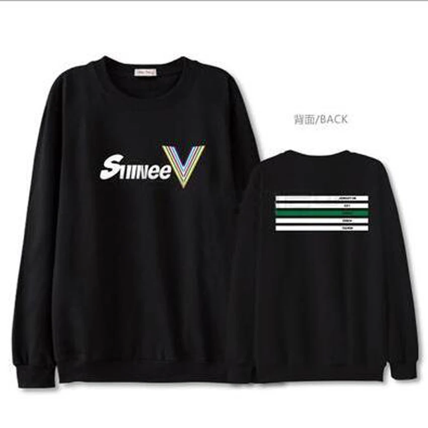Shinee Kpop для поддержки болельщиков толстовки для женщин и мужчин унисекс пуловер с круглым вырезом тонкая толстовка спортивные костюмы sudaderas mujer moletom tumblr - Цвет: 001