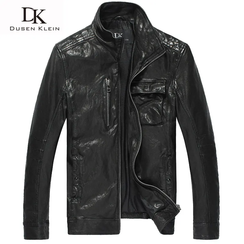 

Men Genuine Leather Jacket Dusen Klein Brand Autumn Motorcycle Outerwear nature Sheepskin Spring Leather Clothing DK104