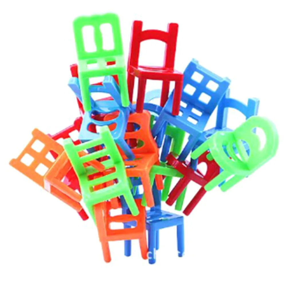 

6pcs Plastic Mini Balance Desk Educational Furniture Play House Toys Chair Hollow Geometric Chair for Dolls Accessories