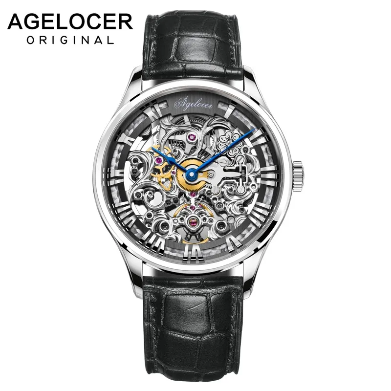 5401A1 AGELOCER, номер, спортивный дизайн, швейцарские часы, мужские часы, лучший бренд класса люкс, Montre Homme, часы для мужчин, автоматические часы со скелетом - Цвет: 5401A1