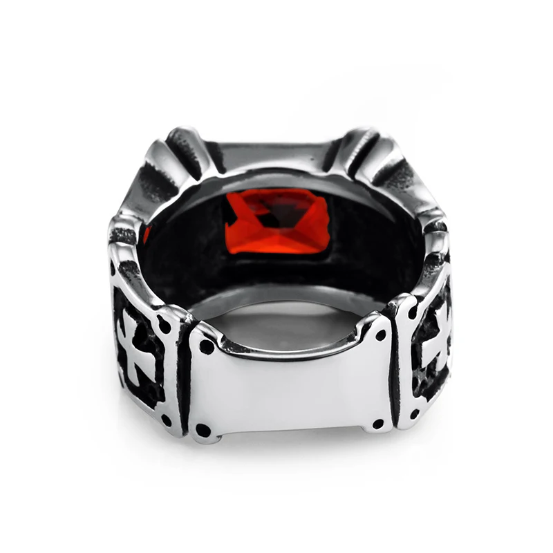 

ADOMANER Men's Vintage Cross Rings Stainless Steel Black Zircon Women's Ring Funky Luxury Fashion Jewelry 2021 Trend Drop ship