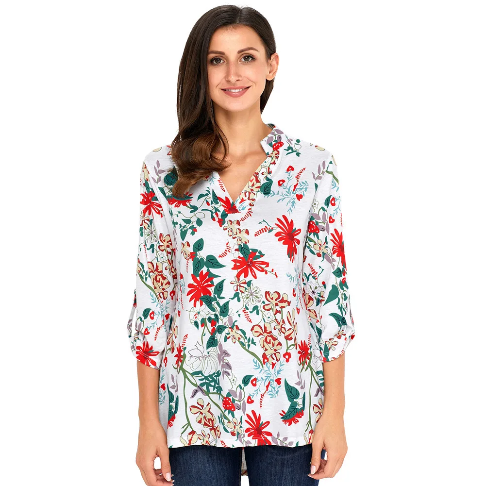 Женские футболки 2018 Лето Осень Элегантная футболка с рукавом три четверти